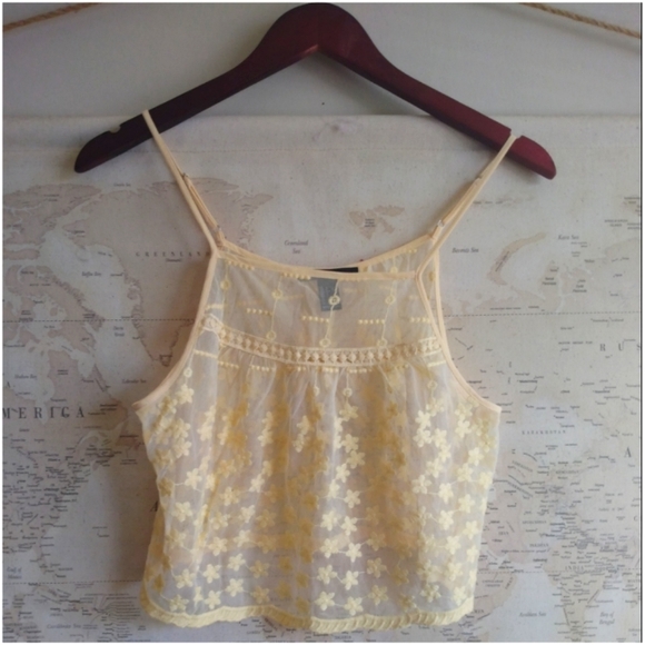 Gold Embroidered Floral Mesh Cami-Size S - Picture 2 of 5